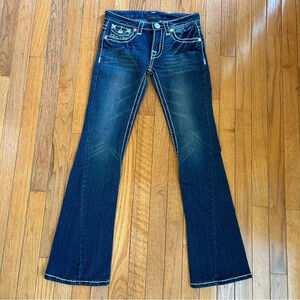 True Religion Joey Super T Flare Boot Cut Darker Wash Jeans Size 28